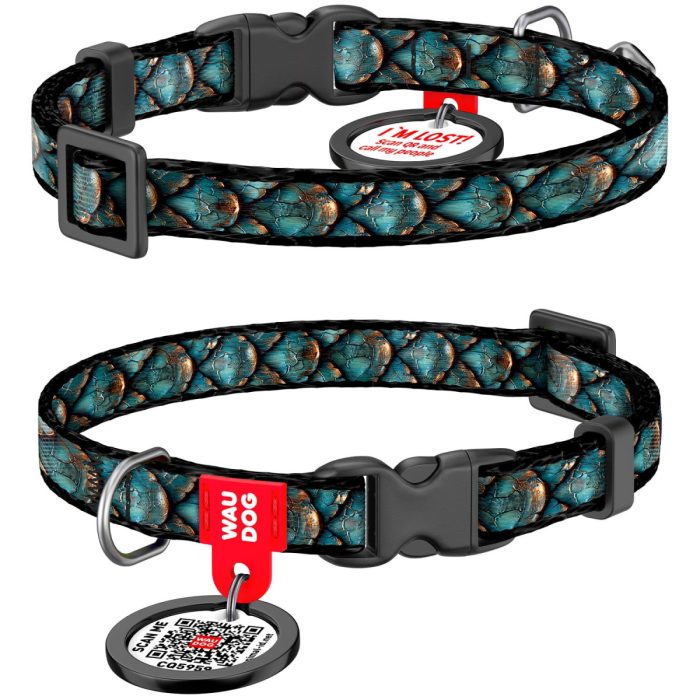 WAUDOG Nylon нашийник для котів та дрібних порід собак, розмір XS (10 мм х 20-30 см), малюнок "Луска"