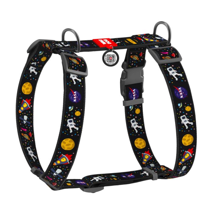 WAUDOG Nylon анатомічна H-подібна шлея для собак, розмір XL (35 мм, шия 56-95 см, груди 68-110 см), малюнок NASA