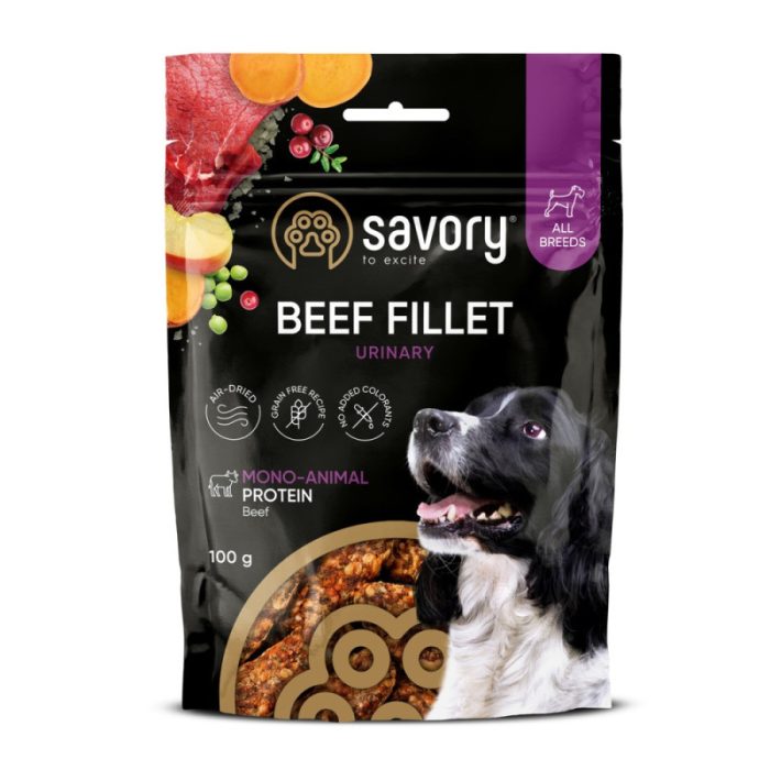 Монопротеиновое лакомство Savory Monoprotein Fillet Urinary с говядиной для собак 100 г