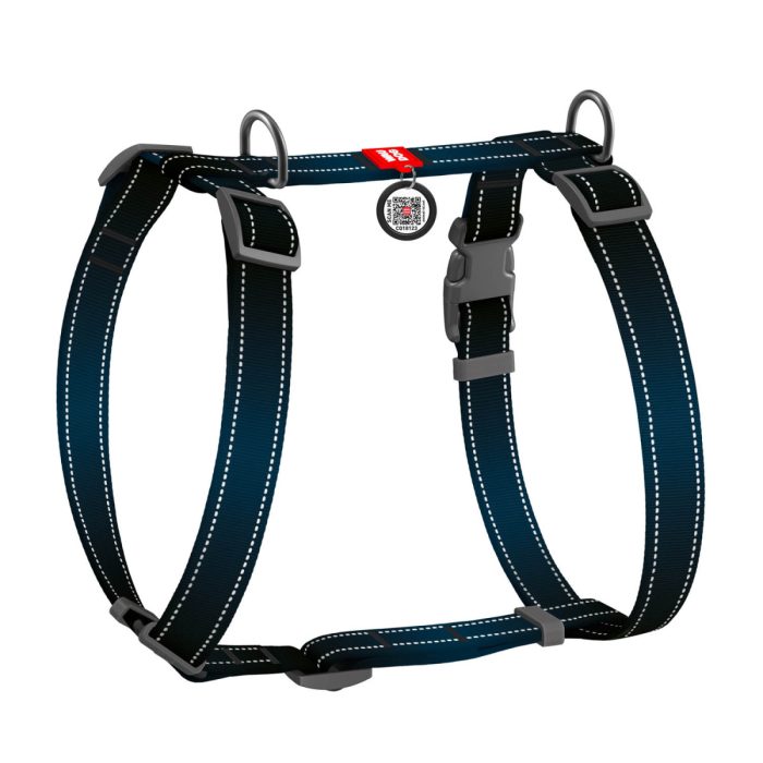 WAUDOG Nylon анатомическая H-образная шлея для собак, размер S (15 мм, шея 30-40 см, грудь 30-50 см), черный