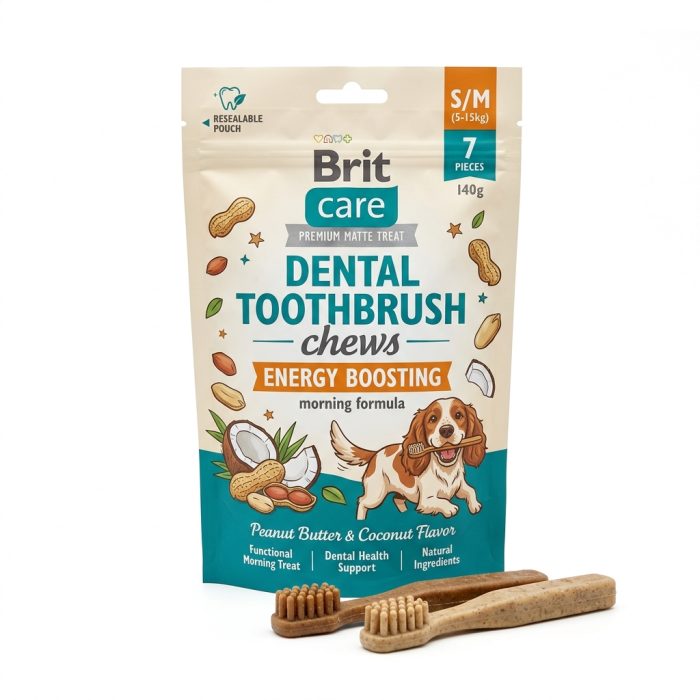 Brit Care Dental Toothbrush S/M дентальні ласощі для собак Energy Boosting ранкові, 7 шт 140 г