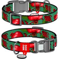 WAUDOG Nylon ошейник для собак с QR паспортом, размер S (15 мм), "Гранаты"
