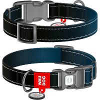 WAUDOG Nylon ошейник для собак с QR паспортом, размер S (15 мм), черный