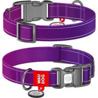 WAUDOG Nylon ошейник для собак с QR паспортом, размер L (25 мм), фиолетовый