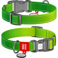WAUDOG Nylon нашийник для собак з QR паспортом, розмір S (15 мм), салатовий