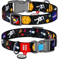 WAUDOG Nylon нашийник для собак з QR паспортом, розмір XL (25 мм), малюнок NASA
