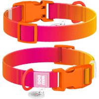 WAUDOG Nylon Recycled ошейник для собак, размер L (25 мм, 33-49 см), градиент оранжевый (пластиковый фастекс)