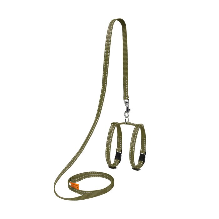 Collar DOG Extreme шлея с поводком для грызунов, размер XXS (10 мм, поводок 115 см, 12-22 см), хаки