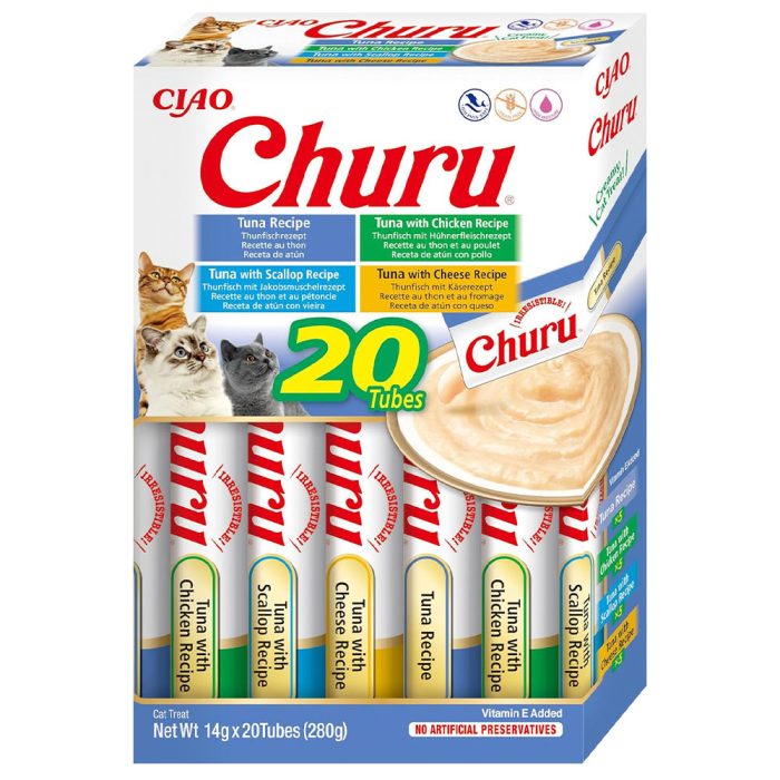 INABA Churu Tuna Varieties крем-лакомство для кошек (тунец, курица, гребешок, сыр) 280 г