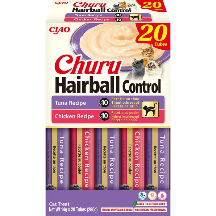 INABA Churu Hairball Control Chicken with Tuna Varieties крем-лакомство для кошек (курица, тунец, гребешок) 280 г