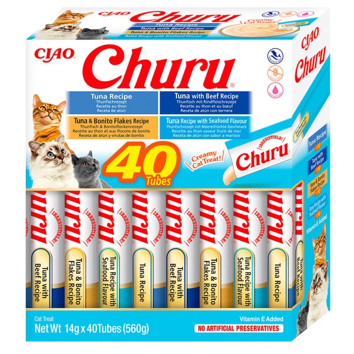 INABA Churu Tuna Varieties крем-лакомство для кошек (тунец, курица, гребешок, говядина) 560 г