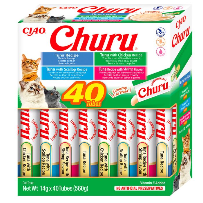 INABA Churu Tuna with Seafood Varieties крем-лакомство для кошек (тунец, курица, краб, креветка) 560 г
