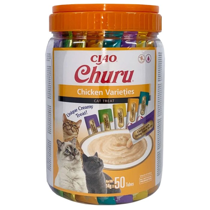 INABA Churu Chicken Varieties крем-лакомство для кошек (курица, гребешок, сыр, креветка) 700 г