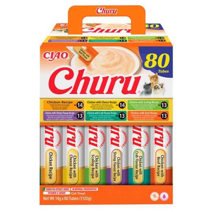 INABA Churu Chicken Varieties крем-лакомство для кошек (курица, гребешок, сыр, креветка) 1,12 кг