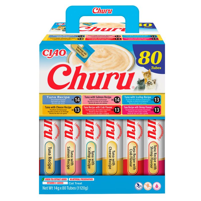 INABA Churu Tuna Varieties крем-лакомство для кошек (тунец, лосось, гребешок, сыр) 1,12 кг