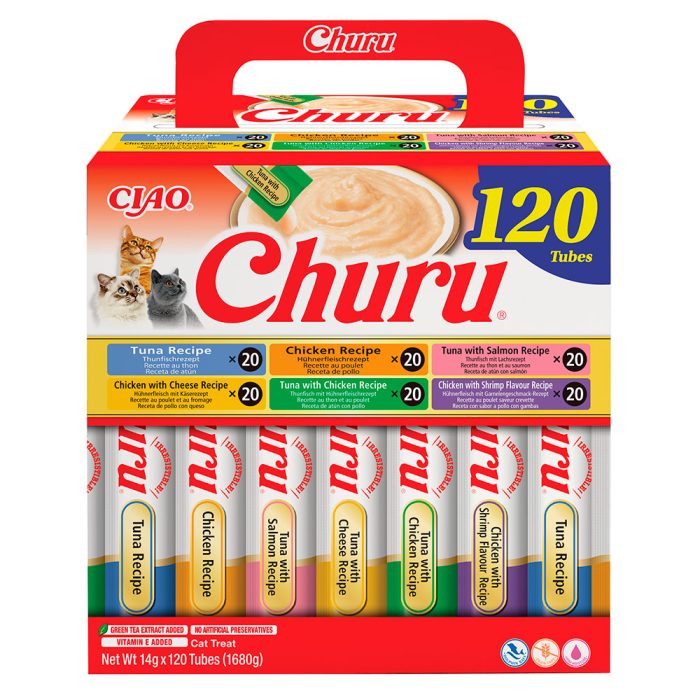 INABA Churu Chicken with Tuna Varieties крем-лакомство для кошек (курица, тунец, гребешок, сыр) 1,68 кг