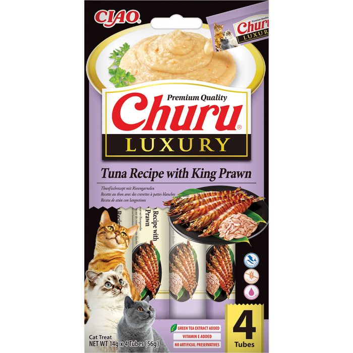 INABA Churu Luxury Tuna with King Prawn Recipe крем-лакомство для кошек (тунец, креветка) 56 г