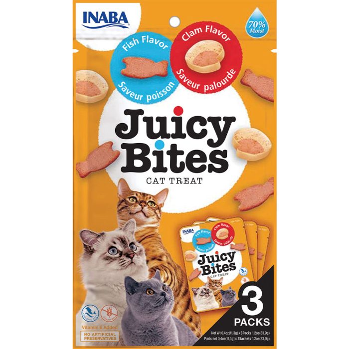 INABA Juicy Bites Fish & Clam Flavor Recipe лакомство для кошек (рыба, моллюск) 33,9 г