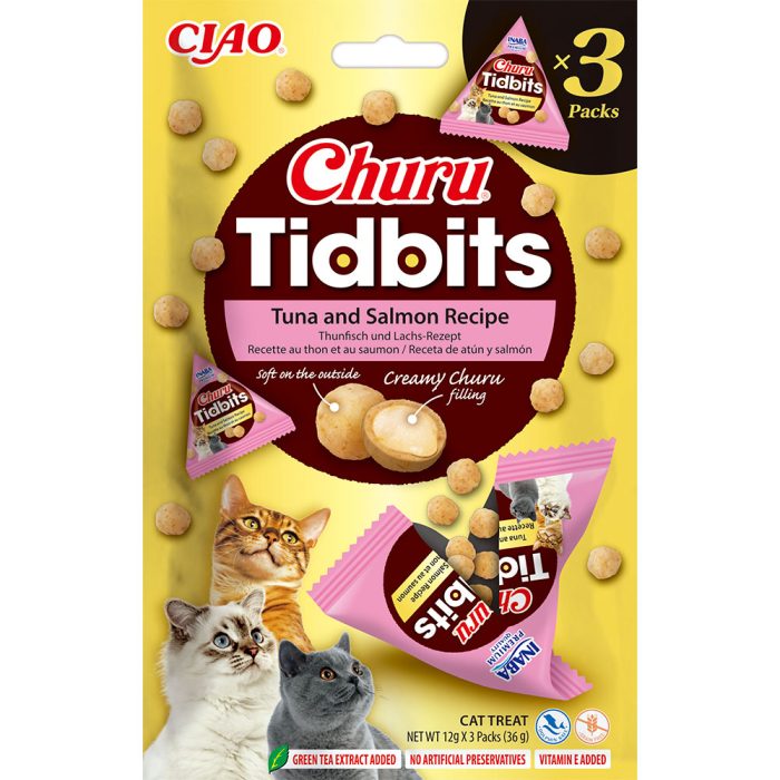 INABA Churu Tidbits Tuna with Salmon Recipe лакомство для кошек (тунец, лосось) 36 г