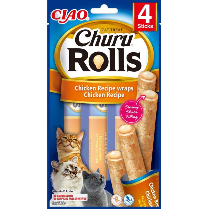 INABA Churu Rolls Chicken Recipe лакомство для кошек (курица) 40 г