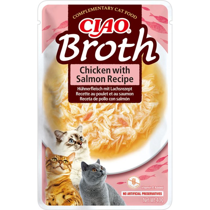 INABA CIAO Broth Chicken with Salmon Recipe суп для кошек (курица, лосось) 40 г