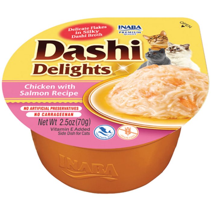 INABA DASHI Delights Chicken with Salmon Recipe кусочки в бульоне для кошек (курица, лосось) 70 г