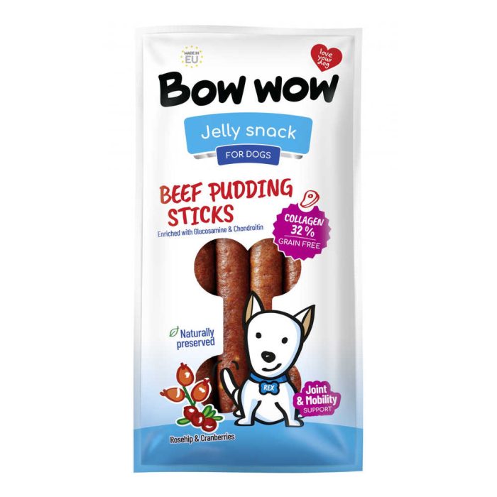 Bow wow Pudding Sticks Beef & Collagen with Rosehip & Cranberry лакомство для собак (говядина) 6 шт.