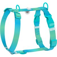 WAUDOG Nylon Recycled шлея для собак с QR паспортом, размер L (25 мм, А 51-85 см, В 60-85 см), градиент голубой (пластиковый фастекс)
