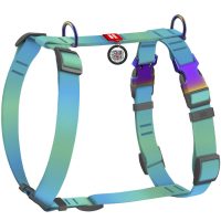 WAUDOG Nylon Recycled шлея для собак с QR паспортом, размер L (25 мм, А 50-90, В 65-95), градиент голубой (усиленная фурнитура)