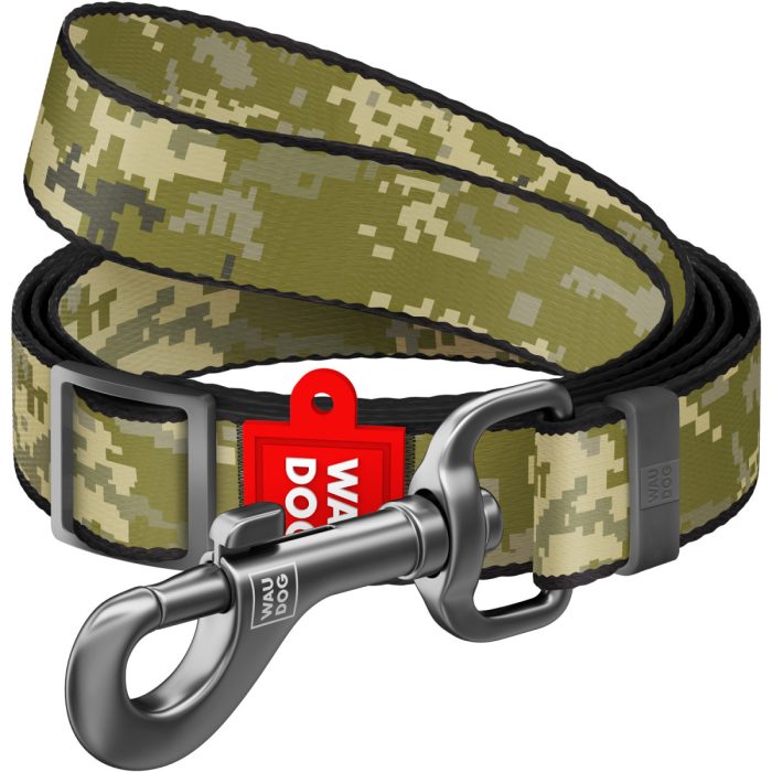 WAUDOG Nylon поводок для собак регулируемый, размер S (15 мм х 152-183 см), рисунок "Милитари"