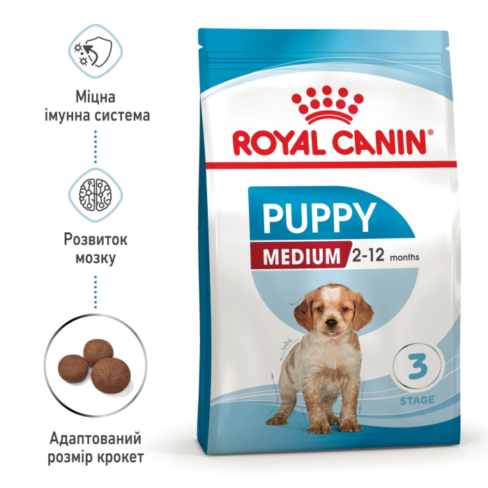 Royal Canin MEDIUM PUPPY сухой корм для щенков (птица) 15 кг