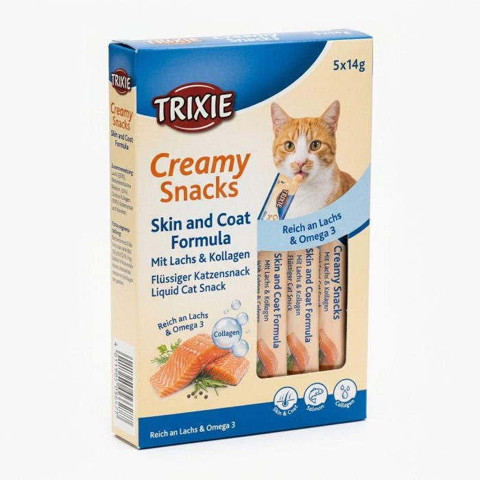 Trixie Creamy жидкие лакомства для кошек для выведения шерсти, 5х14 г