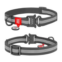 WAUDOG Waterproof ошейник для собак, размер XL (25 мм, 38-58 см), со светоотражателем, металлическая пряжка-фастекс, серый