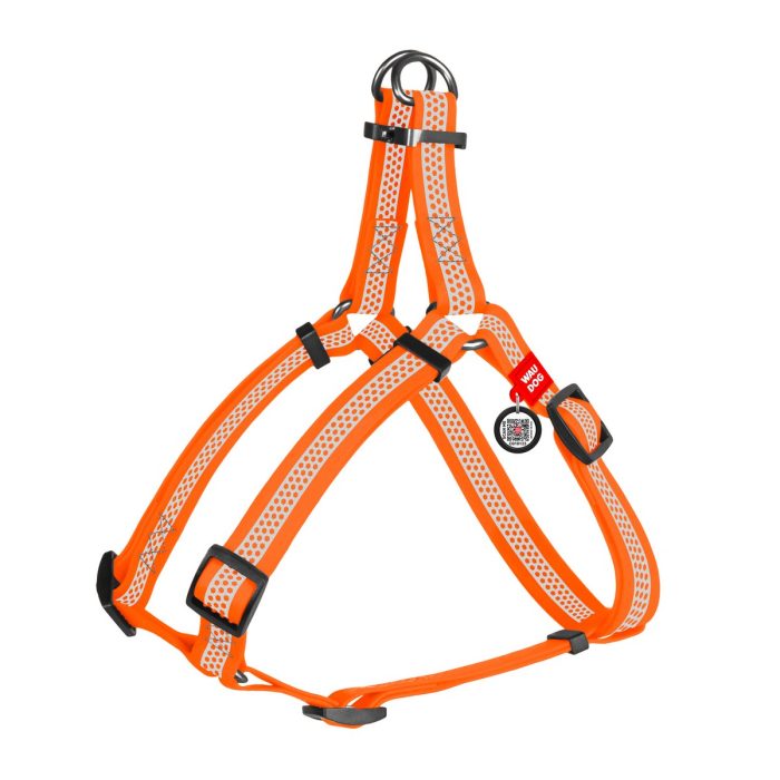 WAUDOG Waterproof шлея для собак, розмір XS (15 мм, 30-39 см), зі світловідбивачем, металева пряжка-фастекс, помаранчевий