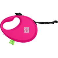 WAUDOG R-leash поводок-рулетка для собак, размер S (3 м, до 12 кг), с контейнером для пакетов, светоотражающая лента, розовый