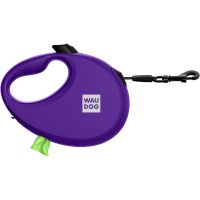 WAUDOG R-leash поводок-рулетка для собак, размер S (3 м, до 12 кг), с контейнером для пакетов, светоотражающая лента, фиолетовый