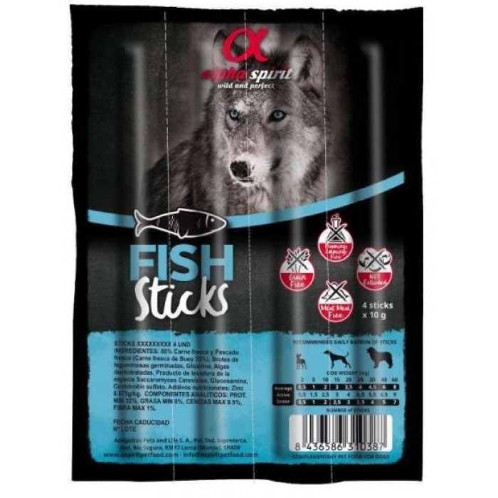 Напіввологі ласощі палички Alpha Spirit Sticks Fish Chicken для дорослих собак зі смаком риби, 40 г, 4 шт