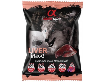 Полувлажное лакомство для собак Alpha Spirit DOG Snacks Liver, кубики с печенью, 50 г