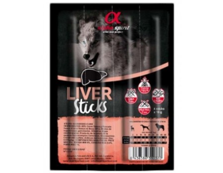 Alpha Spirit (Альфа Спіріт) Sticks Liver&Chicken - Напіввологі ласощі для собак (палички зі свинячою печінкою та куркою, 4 шт), 40 г