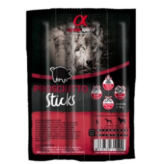 Полувлажное лакомство для собак Alpha Spirit DOG Sticks Prosciutto, палочки с прошутто, 30 шт, 300 г