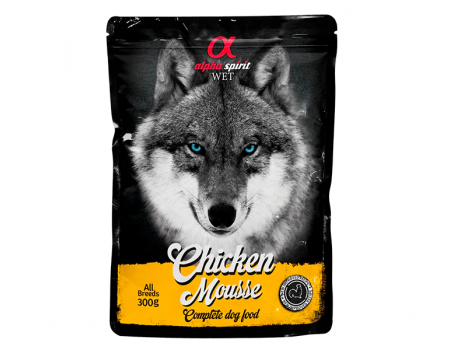 Влажный корм Alpha Spirit MOUSSE, для взрослых собак, курица, мусс, 300 г
