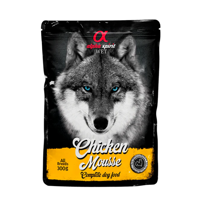 Вологий корм Alpha Spirit MOUSSE, для дорослих собак, курка, мусс, 300 г