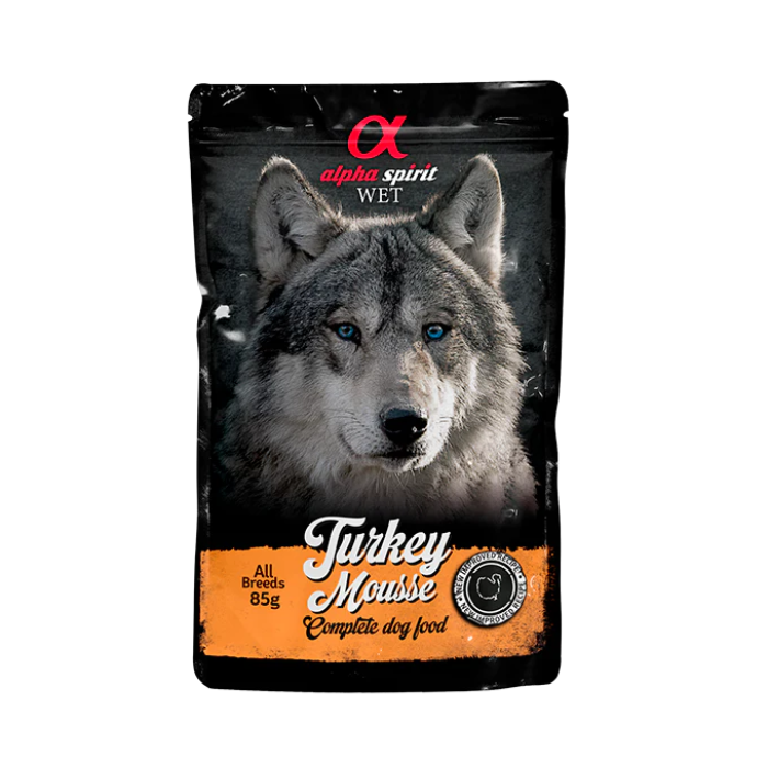 Влажный корм Alpha Spirit MOUSSE, для взрослых собак, индейка, мусс, 85 г