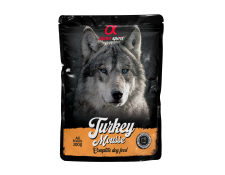 Влажный корм Alpha Spirit MOUSSE, для взрослых собак, индейка, мусс, 300 г