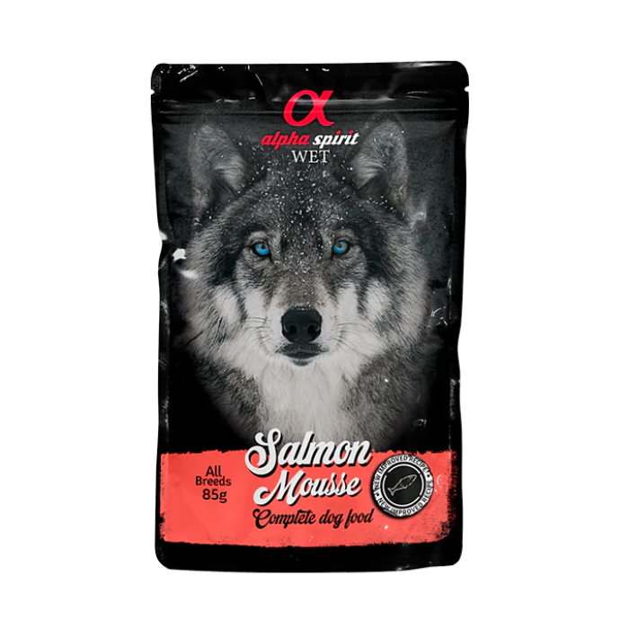Вологий корм Alpha Spirit MOUSSE, для дорослих собак, лосось, мусс, 85 г