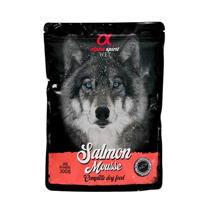 Влажный корм Alpha Spirit MOUSSE, для взрослых собак, лосось, мусс, 300 г