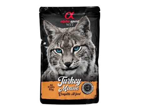 Вологий корм Alpha Spirit MOUSSE, для дорослих котів, індичка, мусс, 85 г