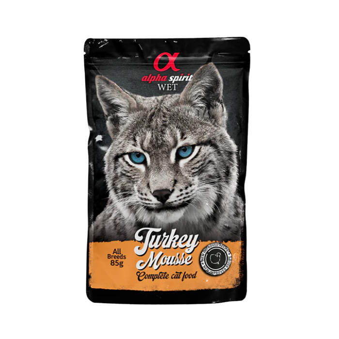 Вологий корм Alpha Spirit MOUSSE, для дорослих котів, індичка, мусс, 85 г