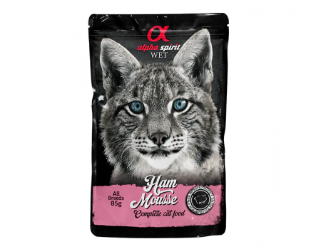 Вологий корм Alpha Spirit MOUSSE, для дорослих котів, шинка, мусс, 85 г