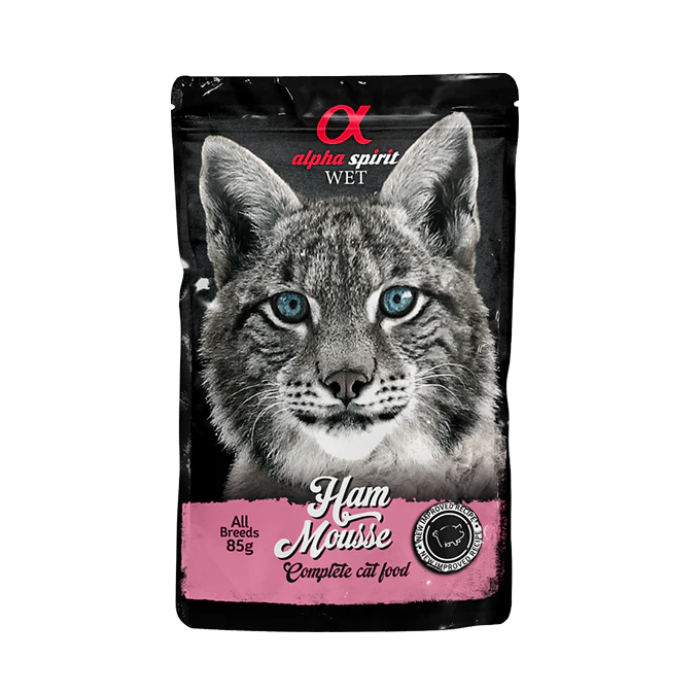 Вологий корм Alpha Spirit MOUSSE, для дорослих котів, шинка, мусс, 85 г